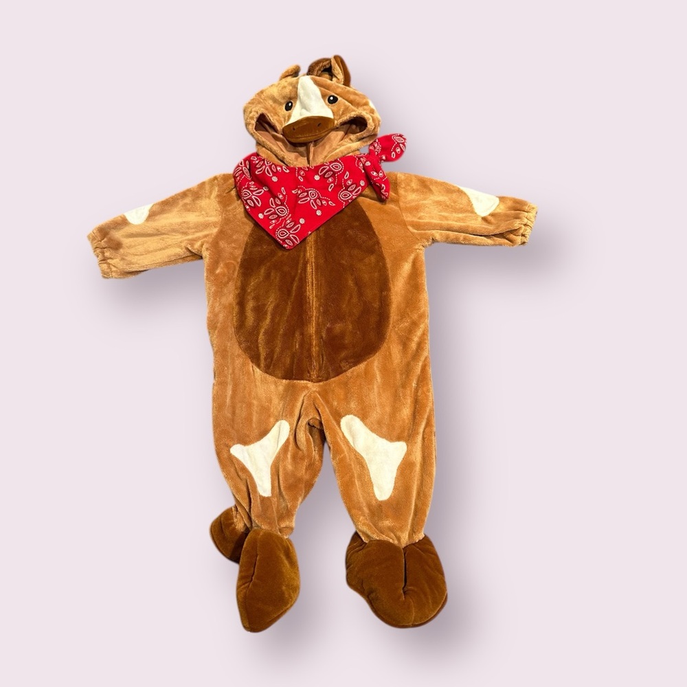 Baby Miniwear Brown Horse Costume One Piece Costume with Red Bandana 6-9 Months